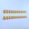 X-0051 Wearable Nail, European and American square-headed French gold four-pointed star false nail, cross-border nail art finished product, 24 pieces Specification image
